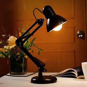 Защитете Очите с Настолна Лампа За Четене Сгъваем Завъртане на Лоста LED Тенис на Черно Лампа Металлообрабатывающий Лампа 85 В-265 Led Настолна Лампа E27