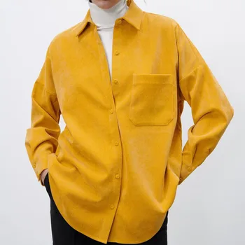  Мода 2022 Пролет нова дамски вельветовая риза с копчета палто Жените риза 