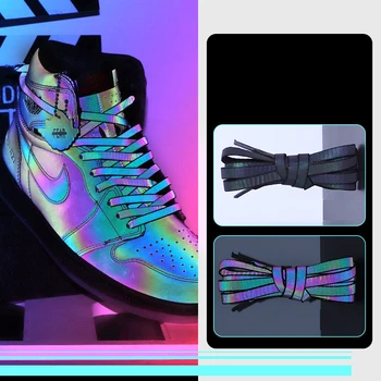 Мъжки и дамски обувки Af1shoelace с голографическим Светлоотразителен лазер Aj1chameleon Баскетболни маратонки, Спортни Плоски Черни бели шнурове