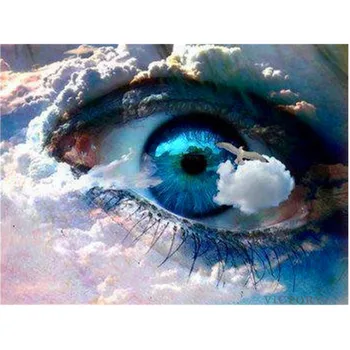 Направи си сам Диамантена Живопис Пълна Тренировка на Очите Арт Пейзаж, Синьо Небе, Облаци 5D Диамантена Бродерия на кръстат бод Начало Декор Ръчно изработени подаръци