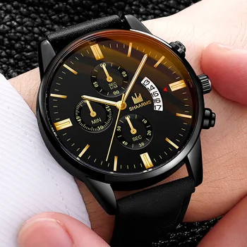 Relogio Masculino часовници мъжки модни Спортни кутия от неръждаема стомана кожена каишка часовник Кварцов бизнес ръчен часовник Reloj Hombre 2022