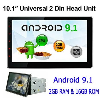 Универсален Android 9,1 2Din Автомобилен Мултимедиен Стерео Видео плейър С Регулируем 10.1-инчов Екран, GPS, WIFI BT 4G FM Авторадио 2 + 16 GB