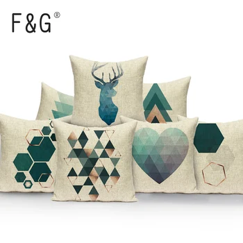 Геометрична калъфка зелен син външни Висококачествени възглавници спално бельо, възглавници, декоративни възглавници Потребителски седалките възглавници