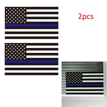 2 елемента американски флаг Боя автомобилни стикери 7*12 cm автомобили стикер синя ивица на Черно стикер синя персонализирана лента за разкрасяване на колата.