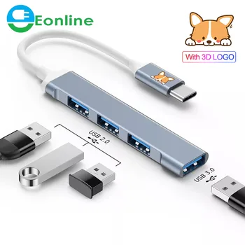 EONLINE 3D Анимационен филм OEM C USB ХЪБ 3,0 Тип C 4 Порта, Мулти USB Сплитер OTG Адаптер За HUAWEI, Xiaomi Lenovo, Macbook PC Компютър