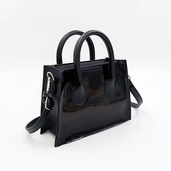 Полупрозрачна женска чанта през Рамо от PVC, Модерни Портмонета и Чанти, Луксозни Дамски Чанти през Рамо, Дизайнерски Сладка Малка Квадратна Чанта