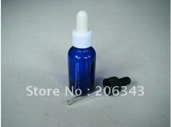 бутилка етерично масло 30мл синя с бяла/черна взетия за опаковане на косметикл, стъклени бутилки