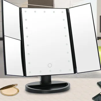 Сгъваем Настолна Лампа за Грим със сензорен екран, Led Тоалетка, Огледало с 1X/2X/3X Настолен Увеличително за Лампи за Грим