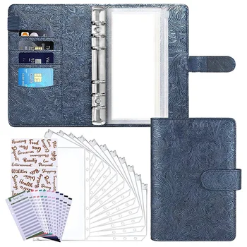 Икономичен пакет с конвертами джоб, Пакет за спестяване на пари с 8 прозрачни джобове, 6-околовръстен папка с 2 стикери-етикети