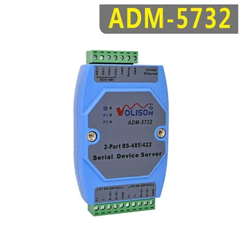 ADM-5732 Промишлен 2-канален Сървър с 485 сериен порт, 2-портов RS485/rs422 на Din-шина Ethernet