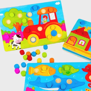2019 Гореща Разпродажба На Цветни Информационни Дъска Монтесори Забавни Играчки За Деца Дървена Играчка Пъзел Ранното Обучение Е С Цветна Игра