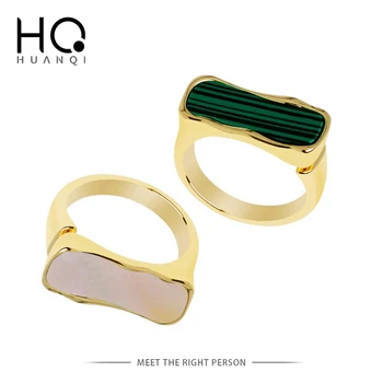 HUANQI 2022 Нова Мода Творчески Златист Цвят Геометрично Покритие Елегантна Капка Глазура Отворен Пръстен За Сватбата Булката Бижута Подаръци