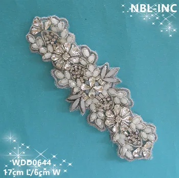 (30 броя) търговия на Едро с сватбен ръчно изработени мъниста сребърен кристал кристал апликация за сватбени рокли колан-кушак WDD0644