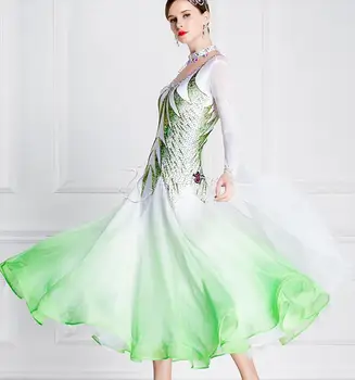 бална рокля жена бални рокли танц зелен бял персонализирате бална рокля конкурс ликра B-18306