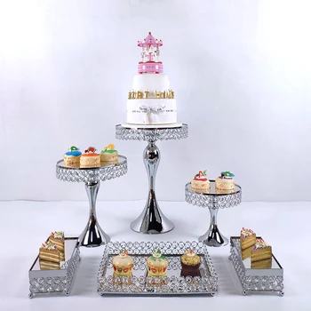 2020 поставка за торта Набор от Сватбени Чинии, Метални Кръгли Вечерни Десертни Кристали Поставка За Торта Поставка За Кифли, за да проверите За Украса на Тортата
