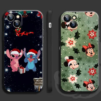 Мики Стич весела Коледа За iPhone 14 13 12 Pro Max Mini 11 Pro X XR XS Max SE 7 8 Плюс Калъф За Телефон Течен Силиконов Калъф