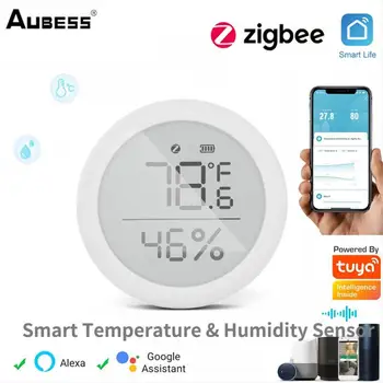 Сензор за температура и влажност на Hristo Zigbee с LCD дисплей, връзка с едно кликване, Автоматизация на дома, алармени системи, Сензор Sasha