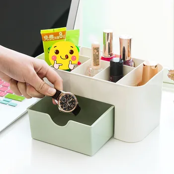 Настолна кутия за съхранение на козметика с малко чекмедже богат на функции ковчег за съхранение на бижута кутия за съхранение на масата