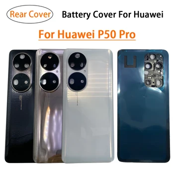 Нова Капак на Отделението за батерията За Huawei P50 Pro Делото Корпус Задната Врата Стъклен Панел с Резервни Части на Обектива на Камерата
