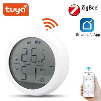 Sasha Smart life Zigee или WIFI Сензор за температура и влажност на въздуха, Влагомер За стая, Умен Домашен Термометър, Детектор С LCD Дисплей
