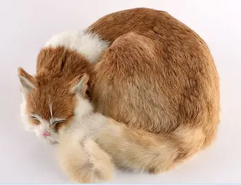 голяма симулация играчка за сън на котката от полиетилен и кожа жълт модел котки около 29x31x10 см c2245