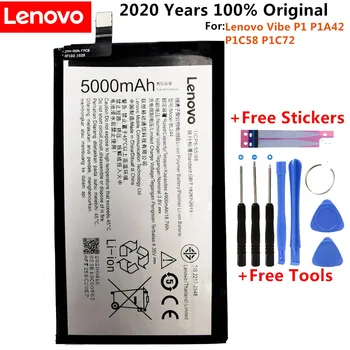 100% Оригинален Нов Висококачествен Истински 5000 ма BL244 батерия за Lenovo Vibe P1 P1A42 P1C58 P1C72 + Подарък Инструменти + Стикери