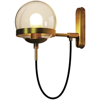 Стъклена Стена Лампа Модерен свят, с монтиран на стената лампа Метален Стенен монтаж аплици Желязо стенно осветление стъклена лампа бронзов черен цветен режим
