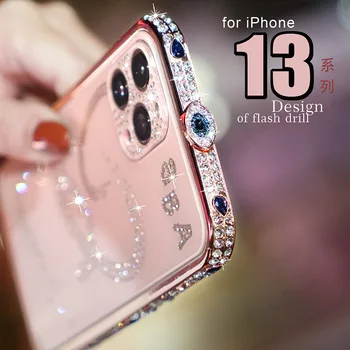 Bling Планински Кристал Блясък Crystal Dimond Броня Калъф За iPhone 13 12 11 Pro Xs Max Метален Калъф За iPhone 7 8 Plus X Xr Se