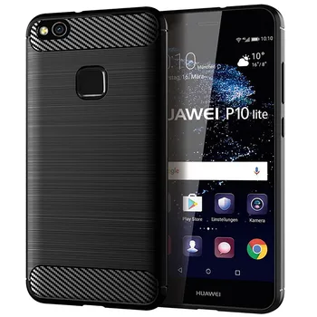 За Huawei P10 Lite Луксозна Кожа От Въглеродни Влакна Мек Силиконов Калъф Устойчив На Удари Калъф Huawei P10Lite P 10 HuaweiP10 Калъфи За Телефони