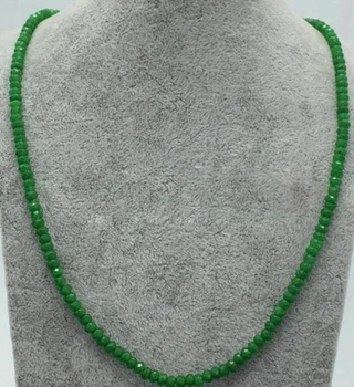 Истински Топ Натурален 2x4 мм Зелен Нефрит Разнообразни Скъпоценни Камъни Мъниста Огърлица 18 