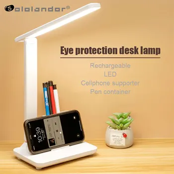 Новата Светодиодна Настолна Лампа С Докосване на Затъмняване, Защита за Очите За Четене, USB, Акумулаторна Настолна Лампа, Мултифункционален Скоба, Държач за Писалка, Лампа