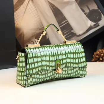 Луксозна Марка Дамска Чанта, Дамски чанти от естествена Кожа с Крокодиловым Модел, чанта През Рамо, Клатч, Вечерни Чанти, Модни