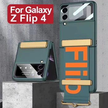 Калъф за Samsung Galaxy Z Флип 5G Флип 4 Флип 3 Каишка Калъф За Телефон Матиран Твърд Пластмасов устойчив на удари за Носене на Китката