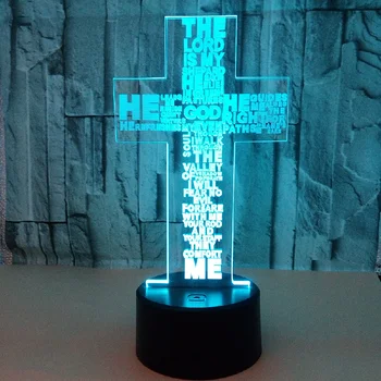 3D Акрилни Лампа С Кръст на Исус, Трансформация и Цвят, Led Нощен Мебели за дома, Декорация Спални, Led Лампа, Декорация на Спалня