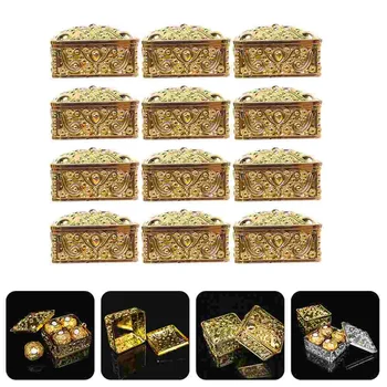 Скоростна Кутия Бонбони за опаковане на Подаръци Сватба, Рожден Ден Шоколад Сватбена Декоративна Опаковка Опаковка За Съхранение на Квадратен Златни Сувенири 
