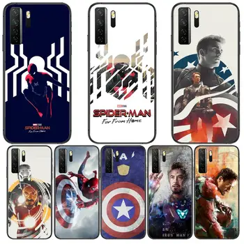 Marvel Spiderman Iron Man Черен Мек Калъф Пух За Huawei Nova 8 7 6 SE 5T 7i 5i 5Z 5 4 4E 3 3i 3Д 2и Pro Калъф За Телефон седалките