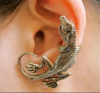 Европейски и американски пънк-декорации дама гущер хамелеон ретро ушни шипове