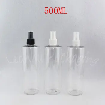 500 мл Прозрачна Пластмасова бутилка с плосък рамо с распылительным помпа, 500 cc Празен Козметични Контейнер, Тонер / Вода за бутилиране
