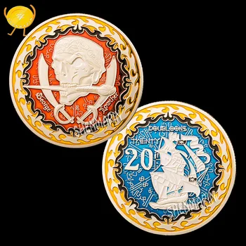 Възпоменателна монета с черепа на Джордж Лоутера Пиратско съкровище Двадесет дублонов Монети с колекционерска стойност Навигационна монета на Повикване