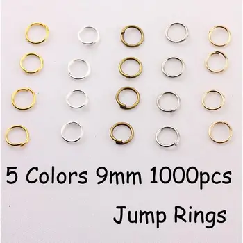 ЯГЕ 9*1.0 mm 1000 бр 5 Цветни Железни пръстени за скачане, Златни, Родиевые, Бронзови Бижута за бижута