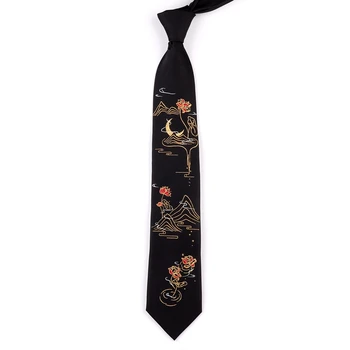 Безплатна доставка Нов Мъжки 2020 Оригинален дизайн личност подарък вратовръзка Творчески храма лотос пейзаж 7 см вратовръзка студенти