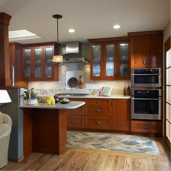 2017 дървени кухненски шкафове традиционния тип от масивно дърво кухненски мебели по-евтина цена за кухненски остров с място за съхранение на S1606005