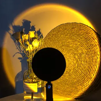 Регулируема Проекция на Залез слънце Нощни Светлини Проектор Атмосфера Дъгова Лампа Украса USB Зареждане на Лампиона За Спални