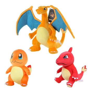 Pokemon мультяшная кукла на гигантски огнедишащ дракон е огнен гущер хамелеон плюшен играчка кавайное украса детски подарък за рожден ден