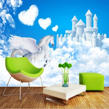 beibehang Потребителски Фотообои Рисувани Стенни Tianma Dream Castle 3D Стенни Картини за Фон Стенни Фонова Живопис papel de parede