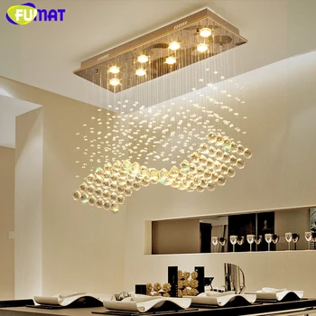 Кристални Полилеи FUMAT K9 LED GU10 Хром Вълнови Лампа с Модерен Арт Декор Подвесное Осветление Хотел Вила Окачен Лампа