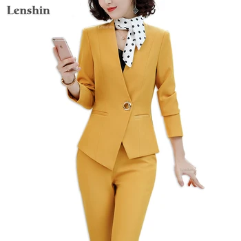 Lenshin Комплект от 2 теми Асиметричен Официално Брючный Костюм Офис Женска Форма на Дизайн за Женски Бизнес Костюми Работно Облекло