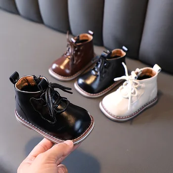 Детски Кожени обувки; Модни Ботильоны за Деца; Обикновена Обикновена Къса Обувки; детски Обувки За Първите Проходилки