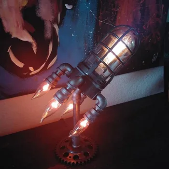 Ракета, Лампа, Steampunk Творчески Ракета Кораб Лампа САЩ/Великобритания/ЕС/АС Plug Пластмасов Настолна Лампа Прикроватное Украса лека нощ за Подарък