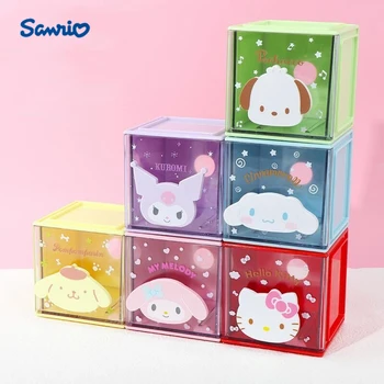 Sanrio Kawaii Hellokitty Kuromi Mymelody Cinnamoroll Квадратен Малка Кутия За Съхранение На Скоростната Аниме Девчачье Сърцето Десктоп Хранилище Штабелируемое